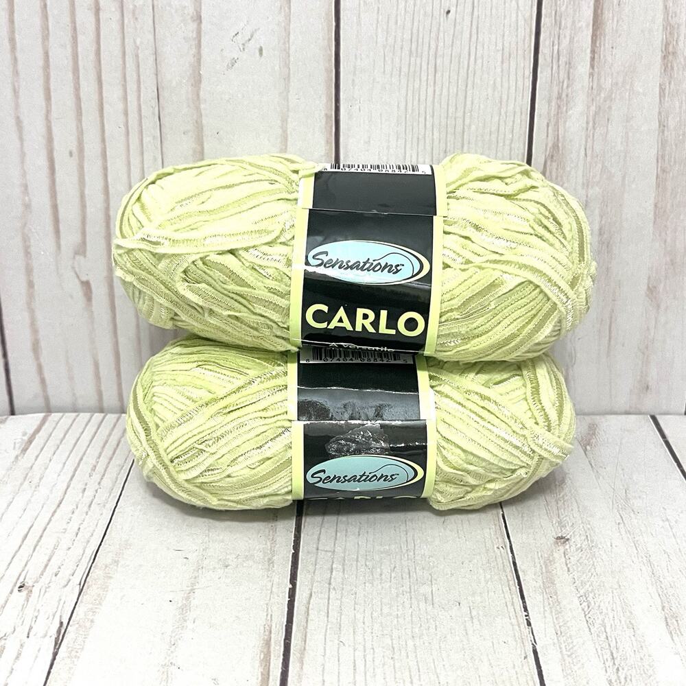 Sensations Carlo Color Celery Lot of 2 Skeins Cotton/Nylon Discontinued Joann's